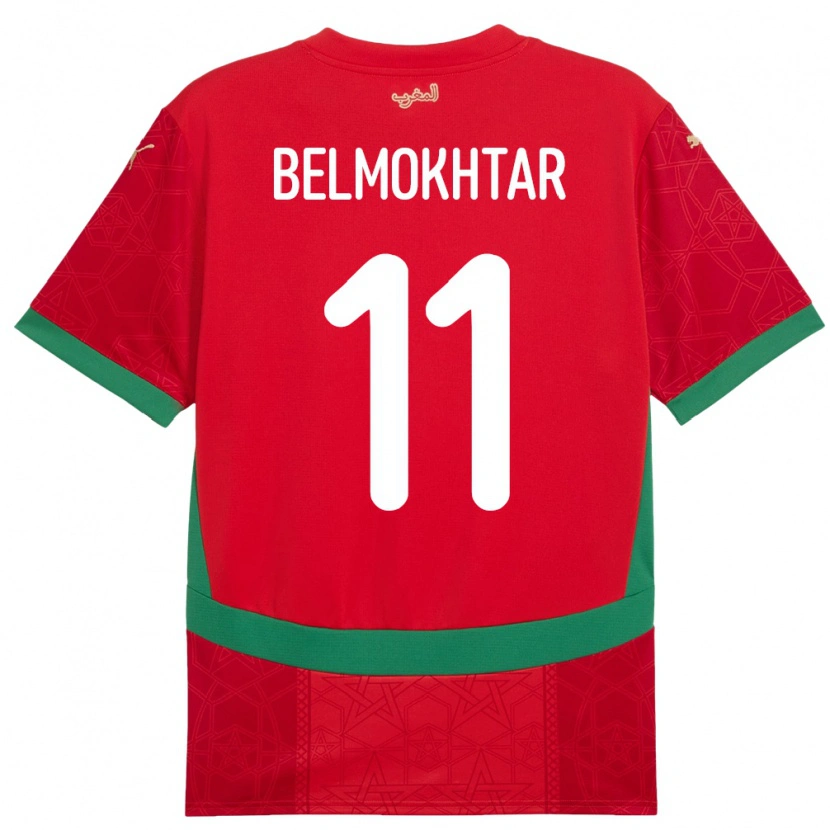 Danxen Mujer Camiseta Marruecos Ilies Belmokhtar #11 Rojo 1ª Equipación 24-26 La Camisa