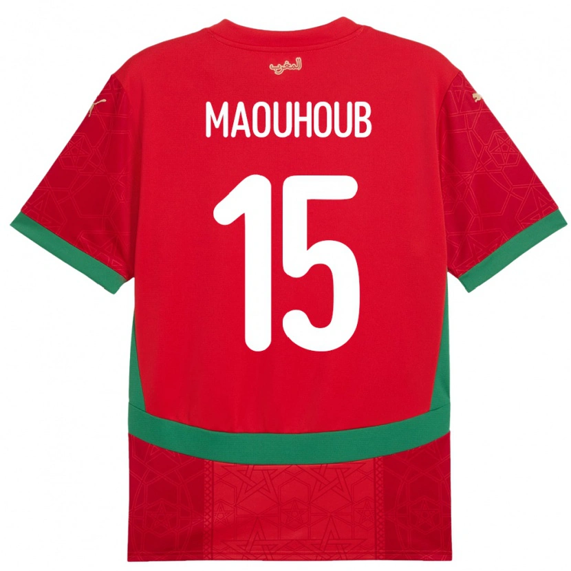 Danxen Mujer Camiseta Marruecos El Mehdi Maouhoub #15 Rojo 1ª Equipación 24-26 La Camisa