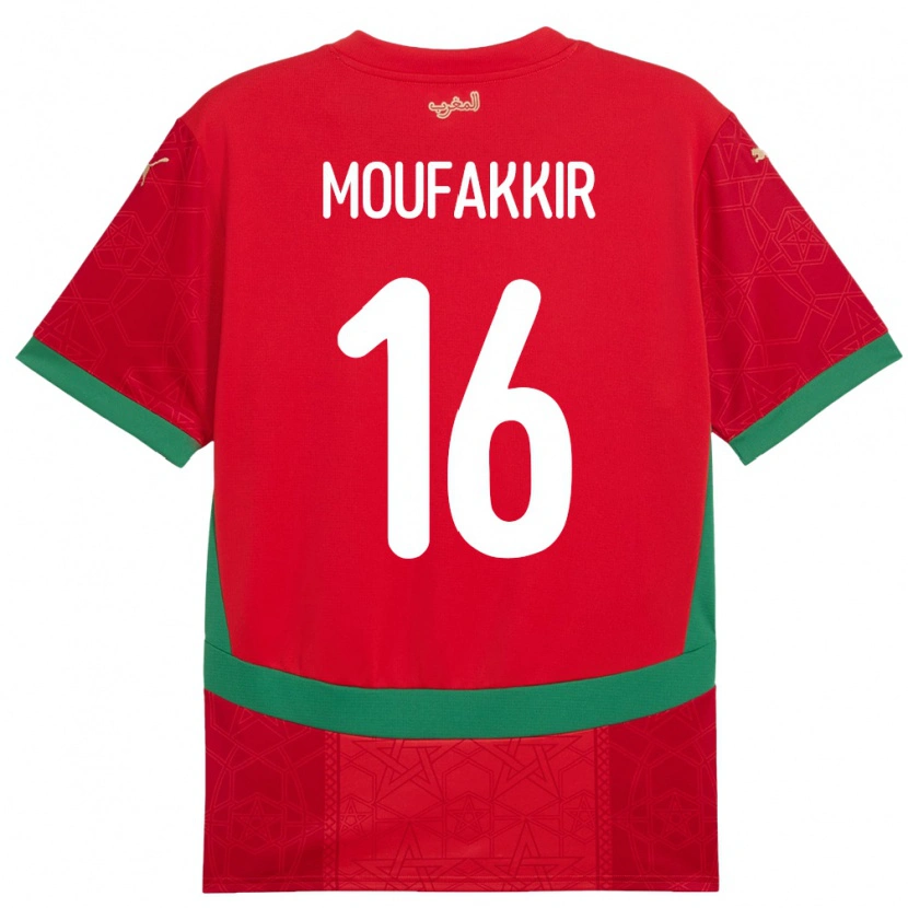 Danxen Mujer Camiseta Marruecos Ishak Moufakkir #16 Rojo 1ª Equipación 24-26 La Camisa