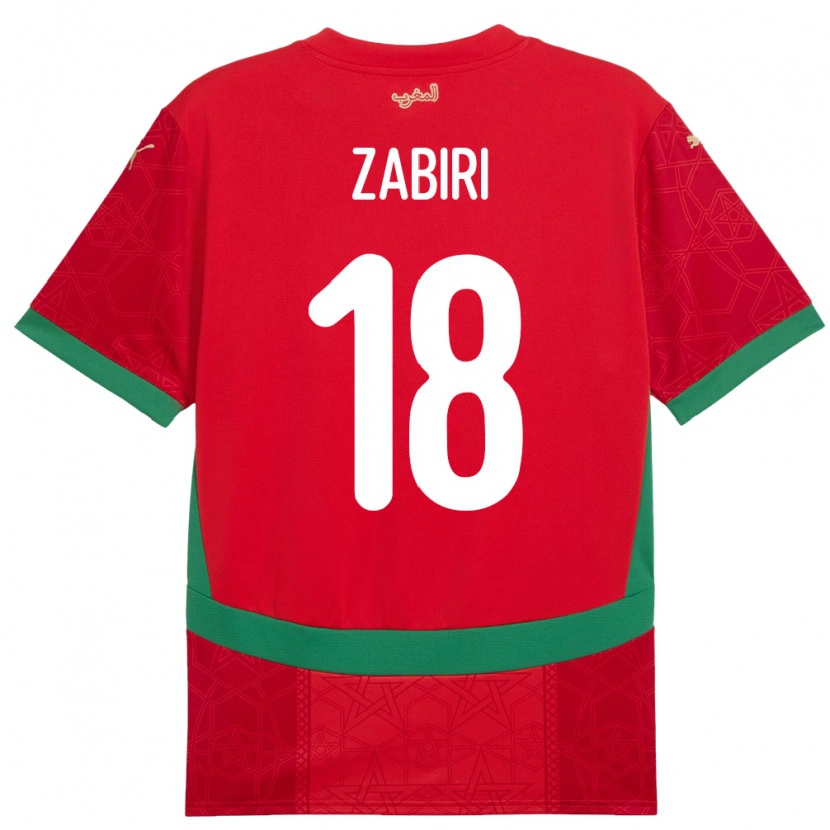 Danxen Mujer Camiseta Marruecos Yassir Zabiri #18 Rojo 1ª Equipación 24-26 La Camisa