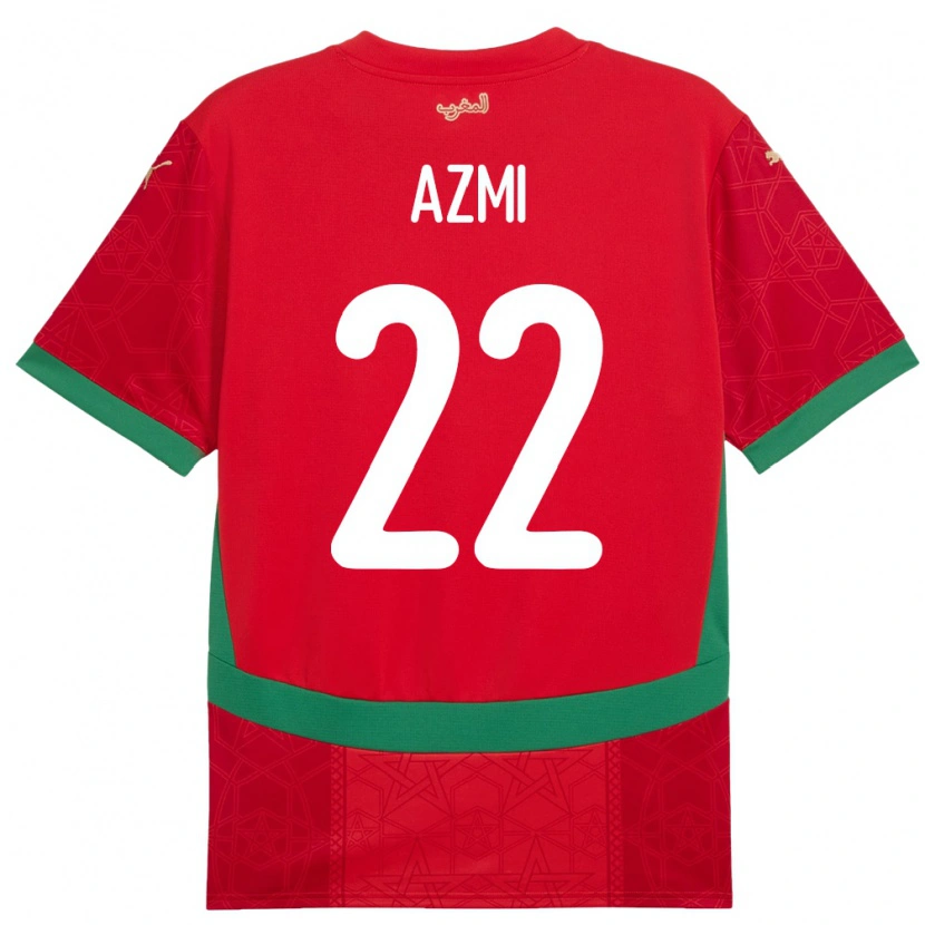 Danxen Mujer Camiseta Marruecos Ahmed Azmi #22 Rojo 1ª Equipación 24-26 La Camisa