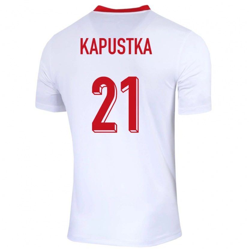 Danxen Mujer Camiseta Polonia Bartosz Kapustka #21 Blanco 1ª Equipación 24-26 La Camisa