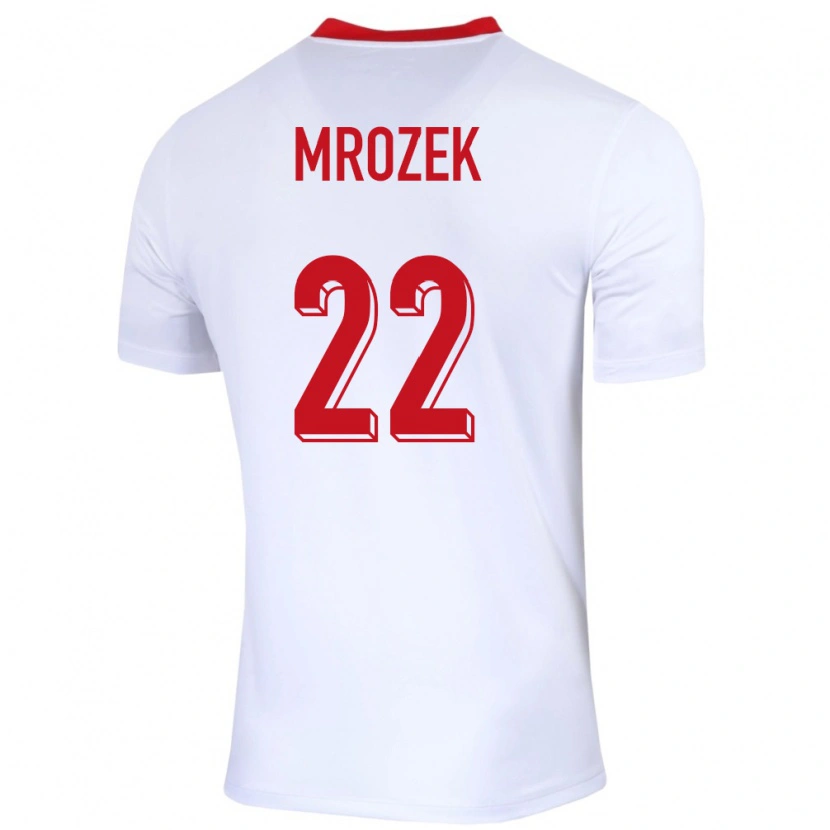 Danxen Mujer Camiseta Polonia Bartosz Mrozek #22 Blanco 1ª Equipación 24-26 La Camisa