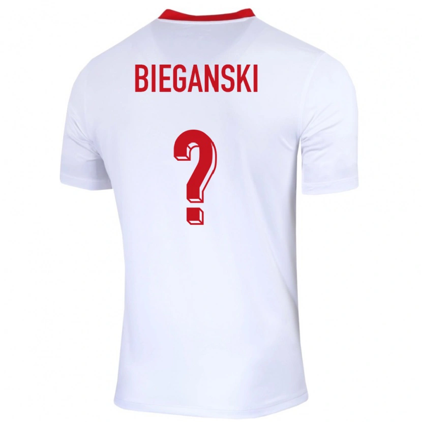 Danxen Mujer Camiseta Polonia Jan Bieganski #0 Blanco 1ª Equipación 24-26 La Camisa