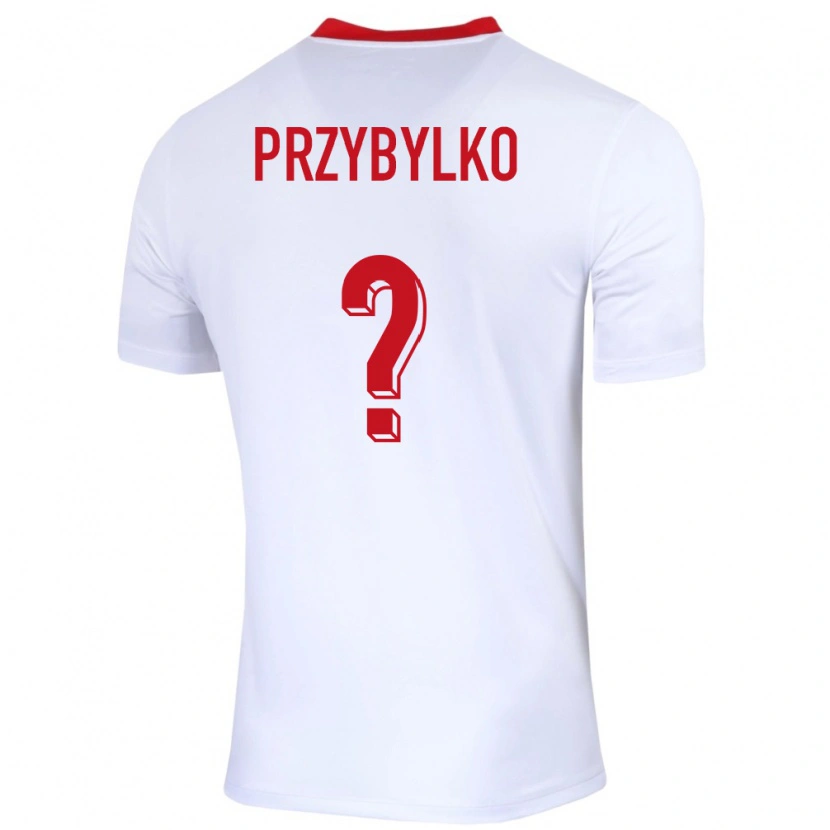 Danxen Mujer Camiseta Polonia Kacper Przybylko #0 Blanco 1ª Equipación 24-26 La Camisa