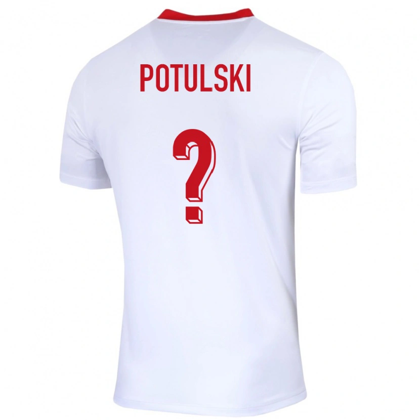 Danxen Mujer Camiseta Polonia Kacper Potulski #0 Blanco 1ª Equipación 24-26 La Camisa