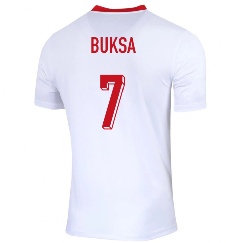Danxen Mujer Camiseta Polonia Aleksander Buksa #7 Blanco 1ª Equipación 24-26 La Camisa