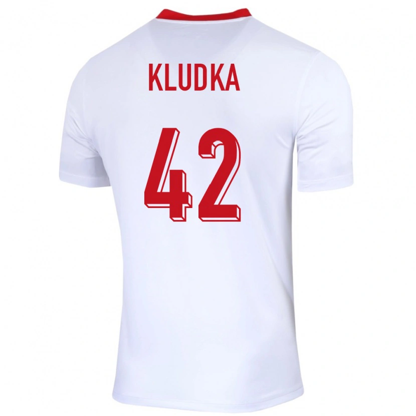Danxen Mujer Camiseta Polonia Bartlomiej Kludka #42 Blanco 1ª Equipación 24-26 La Camisa