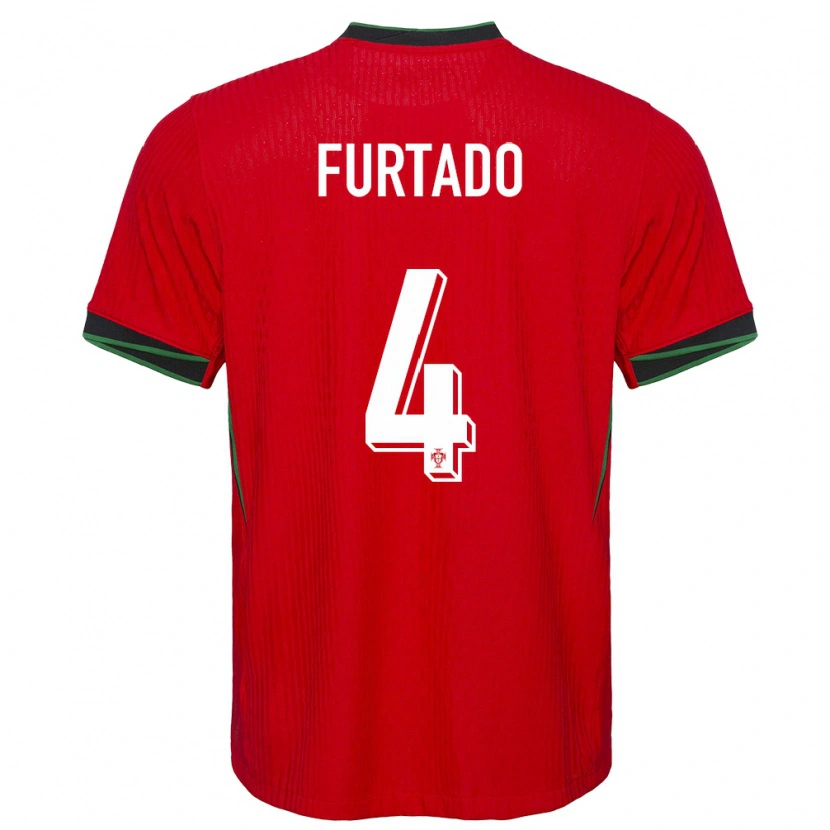 Danxen Mujer Camiseta Portugal Mauro Furtado #4 Rojo 1ª Equipación 24-26 La Camisa