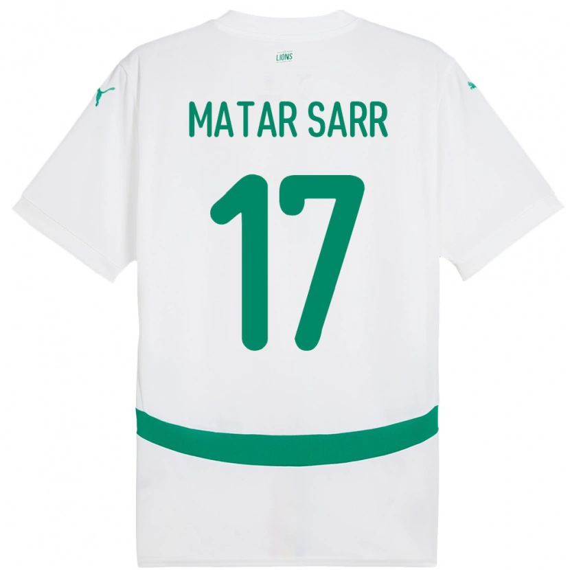 Danxen Mujer Camiseta Senegal Pape Matar Sarr #17 Blanco 1ª Equipación 24-26 La Camisa