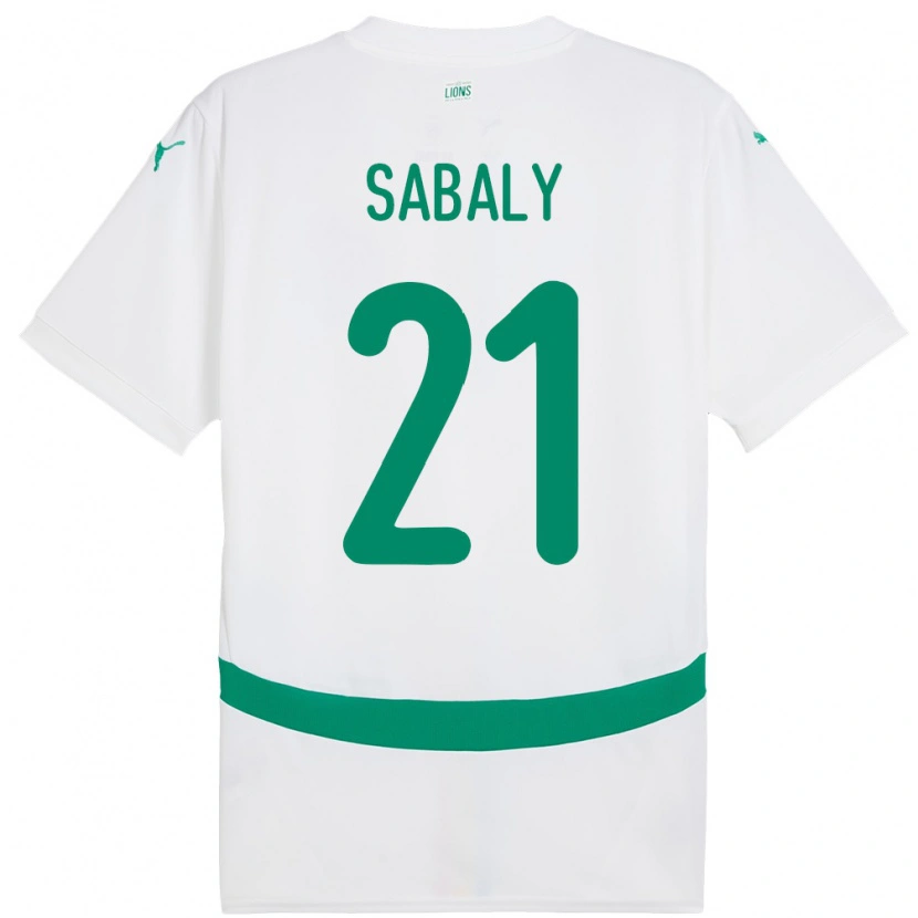 Danxen Mujer Camiseta Senegal Cheikh Sabaly #21 Blanco 1ª Equipación 24-26 La Camisa