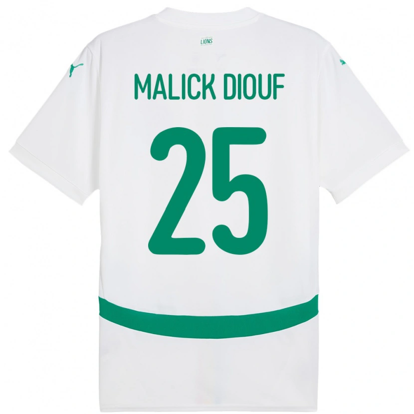 Danxen Mujer Camiseta Senegal El Hadji Malick Diouf #25 Blanco 1ª Equipación 24-26 La Camisa
