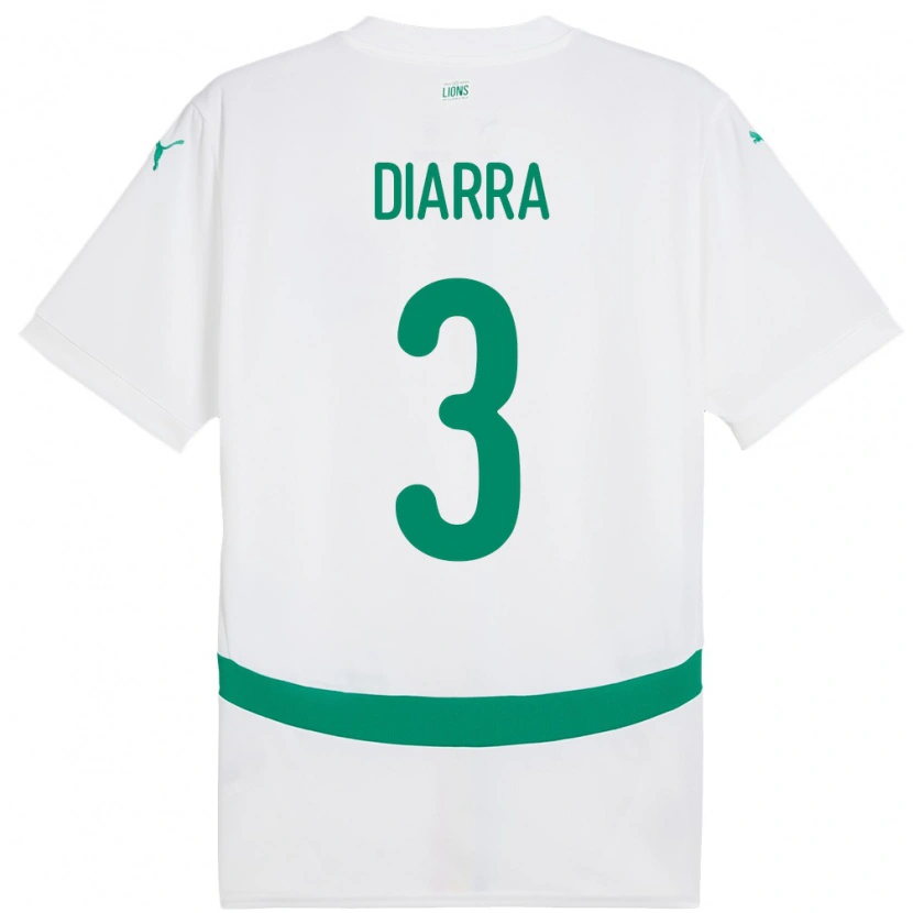 Danxen Mujer Camiseta Senegal Djibril Diarra #3 Blanco 1ª Equipación 24-26 La Camisa