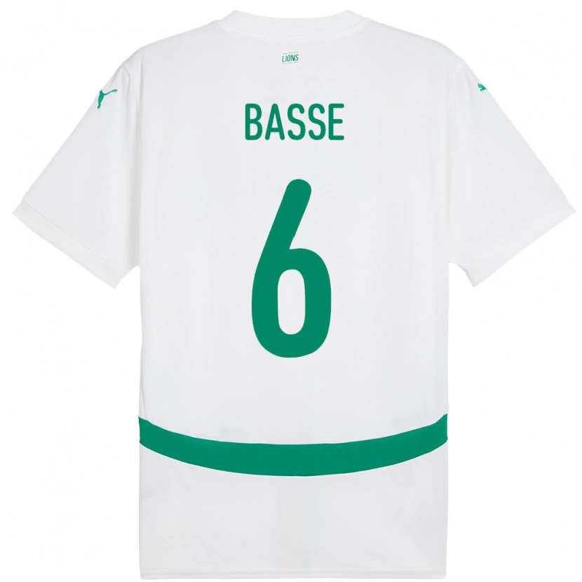 Danxen Mujer Camiseta Senegal Souleymane Basse #6 Blanco 1ª Equipación 24-26 La Camisa