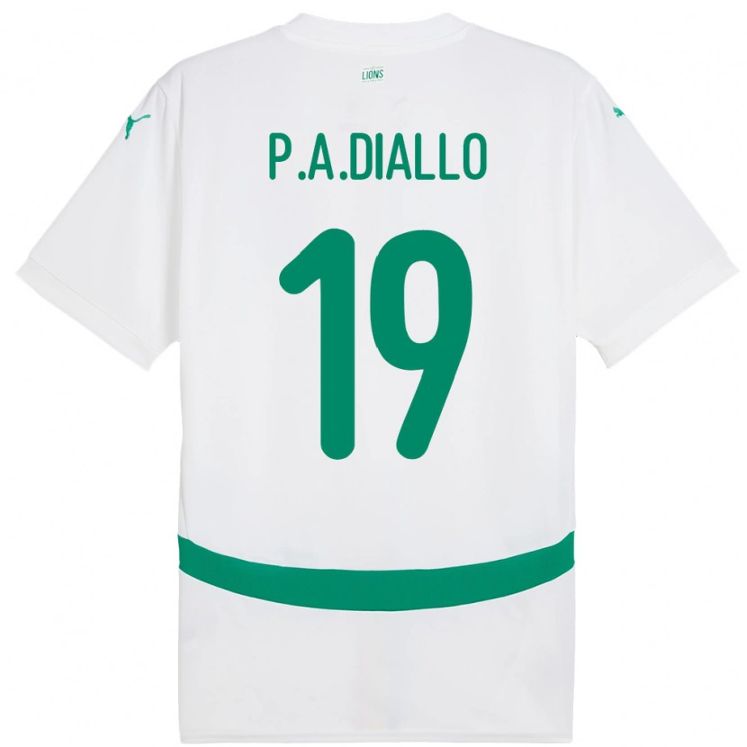Danxen Mujer Camiseta Senegal Papa Amadou Diallo #19 Blanco 1ª Equipación 24-26 La Camisa