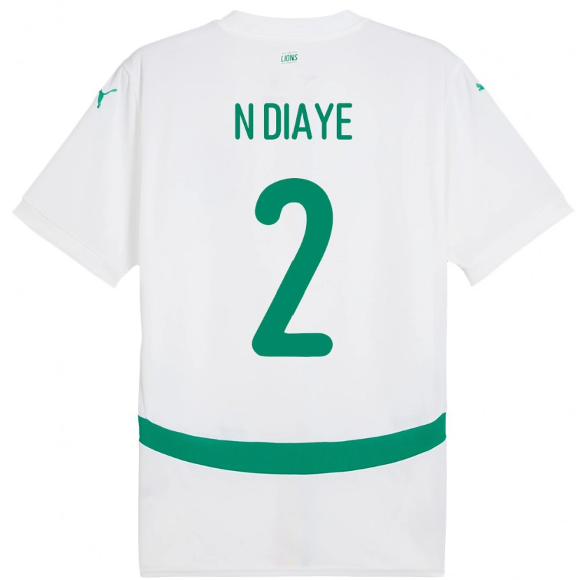 Danxen Mujer Camiseta Senegal Moussa N Diaye #2 Blanco 1ª Equipación 24-26 La Camisa