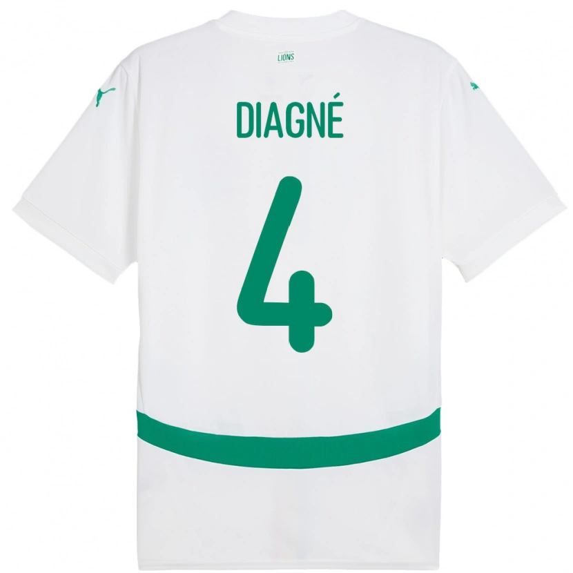 Danxen Mujer Camiseta Senegal Cavin Diagne #4 Blanco 1ª Equipación 24-26 La Camisa