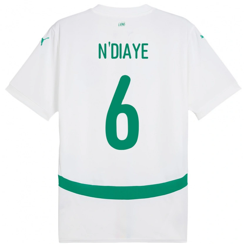 Danxen Mujer Camiseta Senegal Niakhate N Diaye #6 Blanco 1ª Equipación 24-26 La Camisa