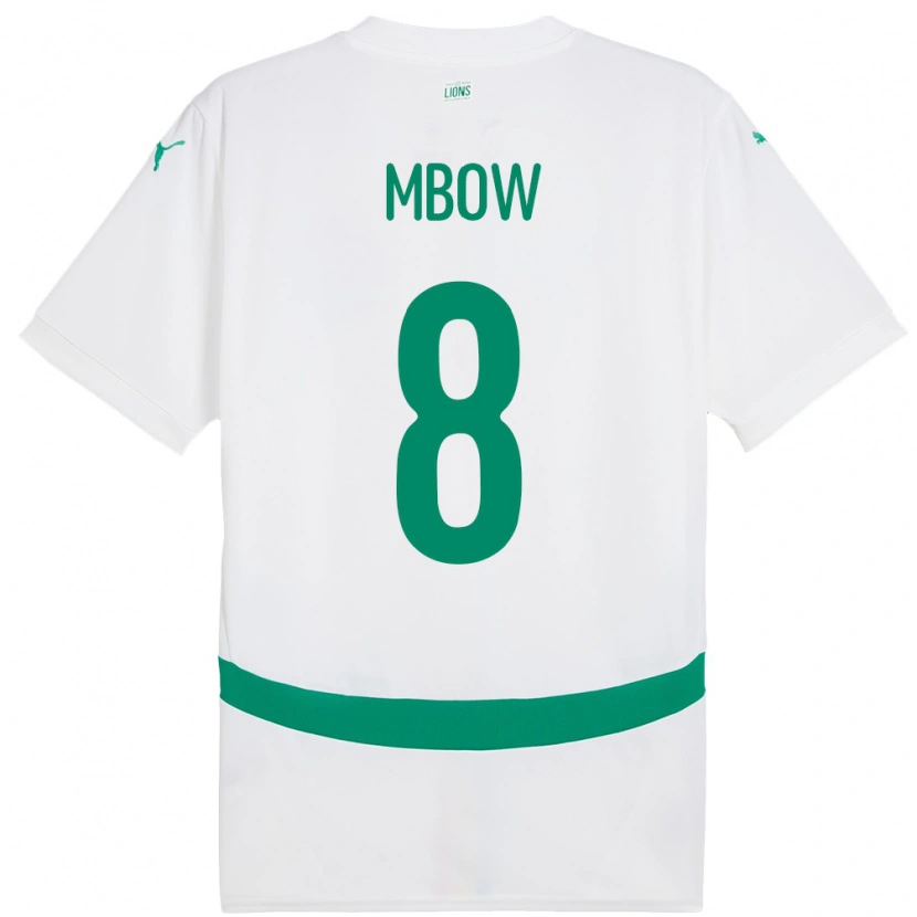 Danxen Mujer Camiseta Senegal Mamadou Mbow #8 Blanco 1ª Equipación 24-26 La Camisa