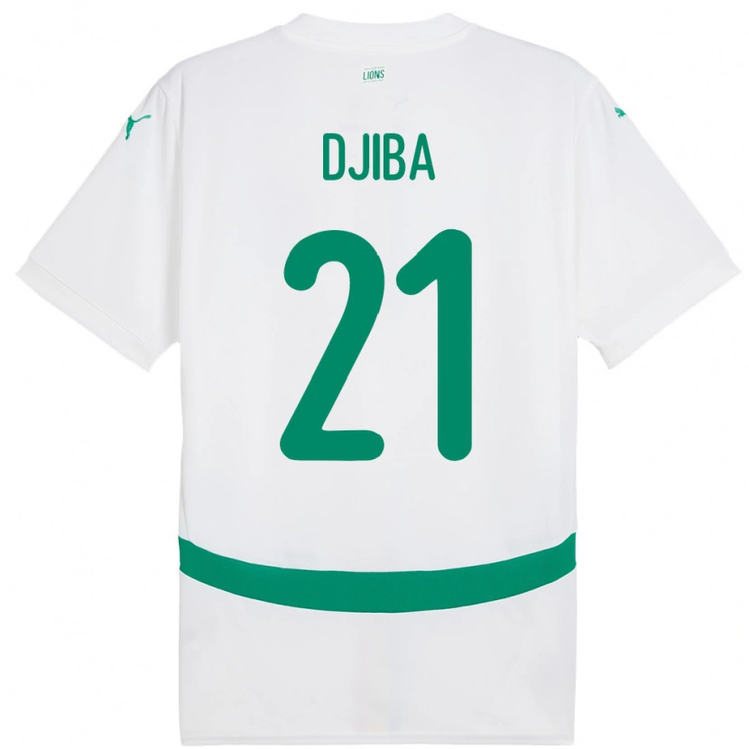 Danxen Mujer Camiseta Senegal Francois Djiba #21 Blanco 1ª Equipación 24-26 La Camisa