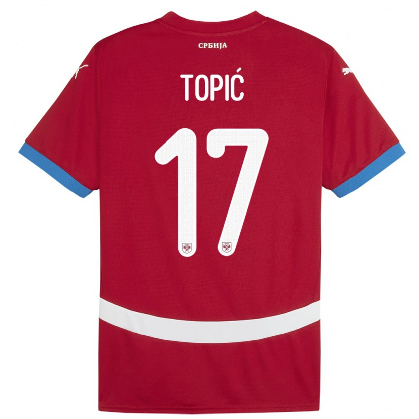 Danxen Mujer Camiseta Serbia Mirko Topić #17 Rojo 1ª Equipación 24-26 La Camisa
