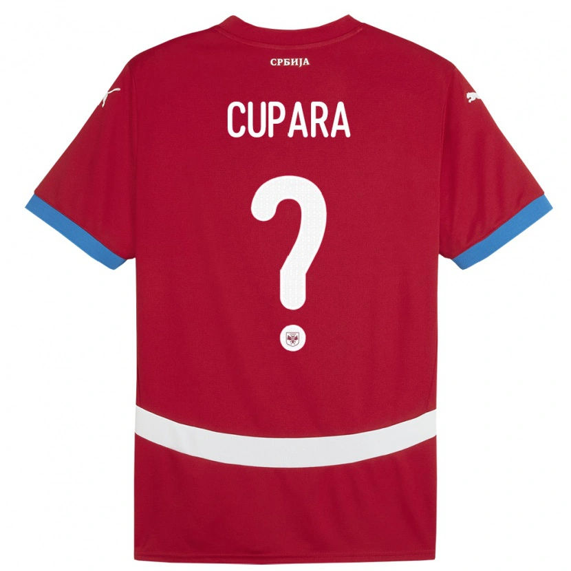Danxen Mujer Camiseta Serbia Dusan Cupara #0 Rojo 1ª Equipación 24-26 La Camisa