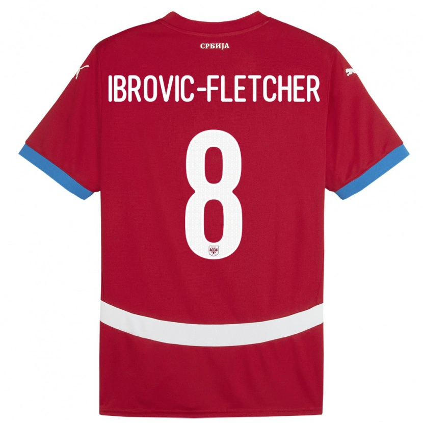 Danxen Mujer Camiseta Serbia Edward Ibrovic-Fletcher #8 Rojo 1ª Equipación 24-26 La Camisa