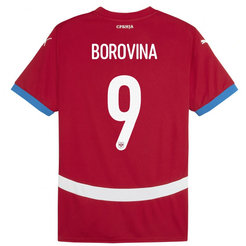 Danxen Mujer Camiseta Serbia Srdjan Borovina #9 Rojo 1ª Equipación 24-26 La Camisa