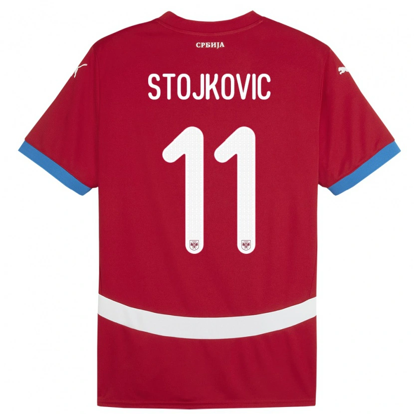 Danxen Mujer Camiseta Serbia Strahinja Stojkovic #11 Rojo 1ª Equipación 24-26 La Camisa