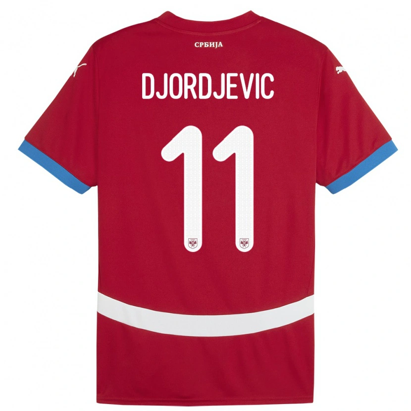 Danxen Mujer Camiseta Serbia Uros Djordjevic #11 Rojo 1ª Equipación 24-26 La Camisa