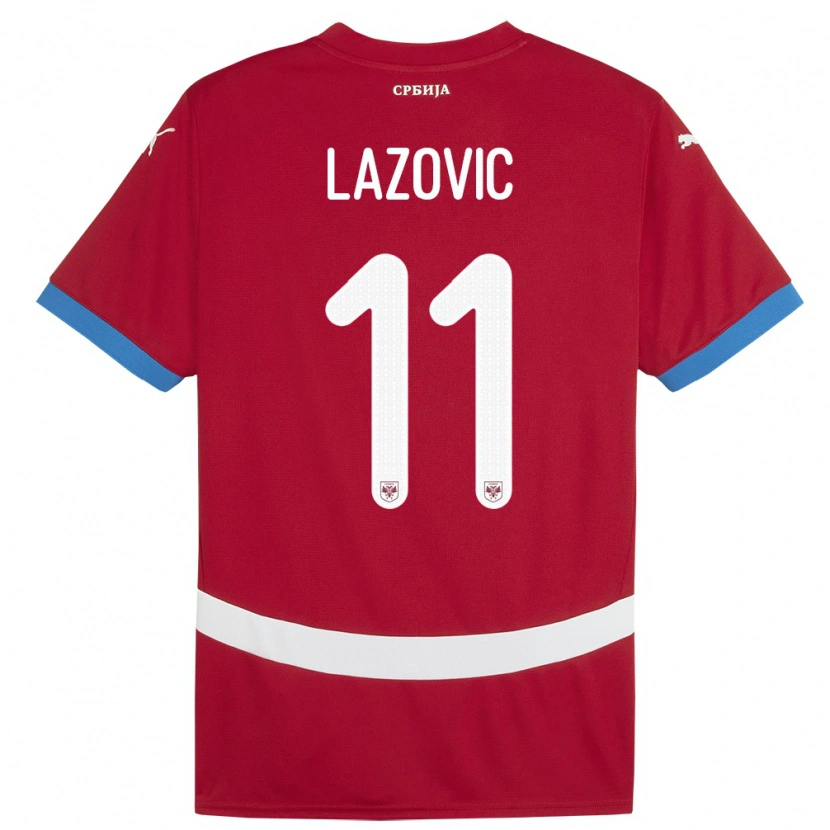 Danxen Mujer Camiseta Serbia Filip Lazovic #11 Rojo 1ª Equipación 24-26 La Camisa