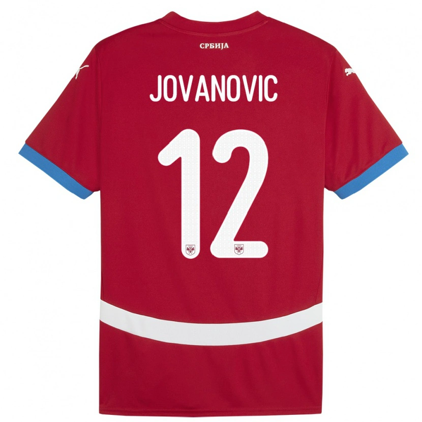 Danxen Mujer Camiseta Serbia Vukasin Jovanovic #12 Rojo 1ª Equipación 24-26 La Camisa