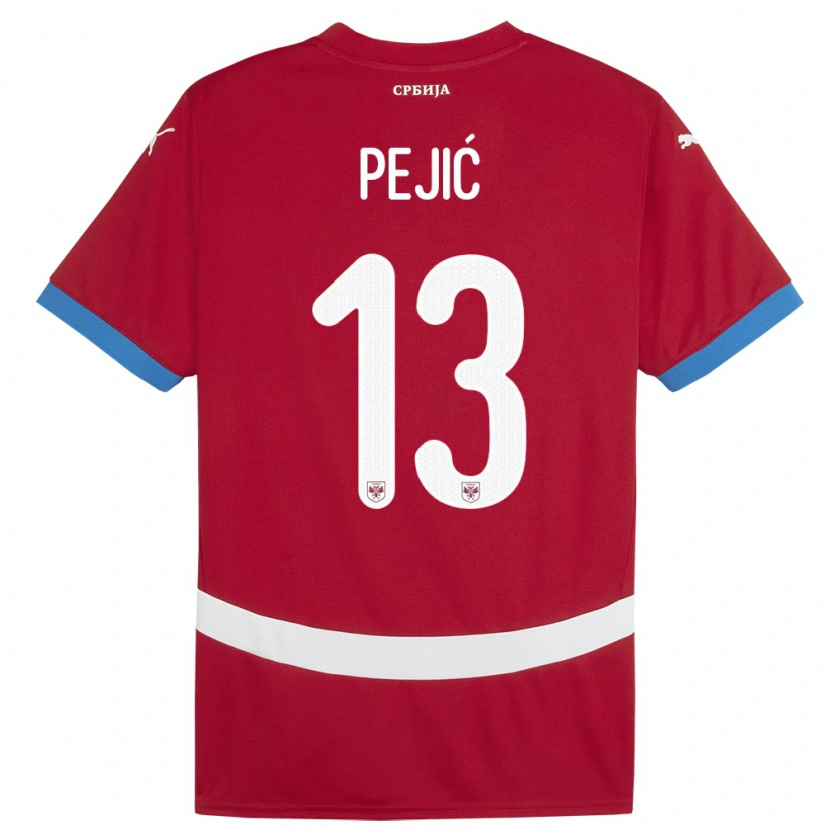 Danxen Mujer Camiseta Serbia Danilo Pejić #13 Rojo 1ª Equipación 24-26 La Camisa