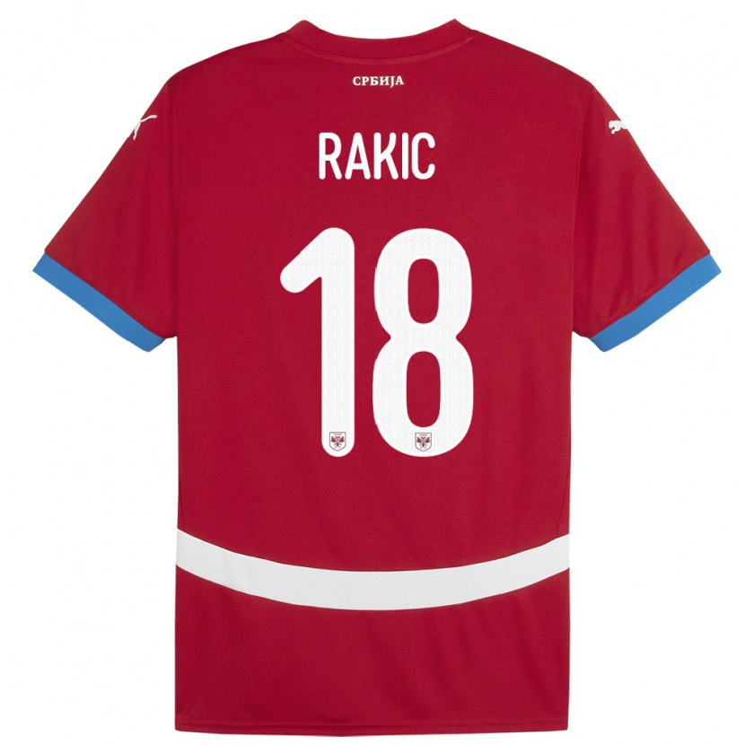 Danxen Mujer Camiseta Serbia Strahinja Rakic #18 Rojo 1ª Equipación 24-26 La Camisa