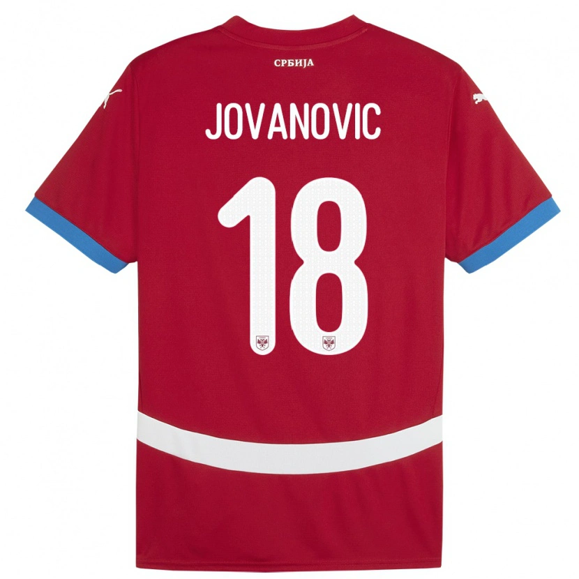 Danxen Mujer Camiseta Serbia Dusan Jovanovic #18 Rojo 1ª Equipación 24-26 La Camisa