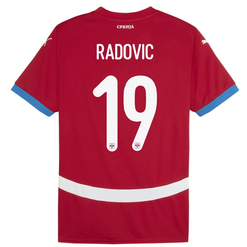 Danxen Mujer Camiseta Serbia Dusan Radovic #19 Rojo 1ª Equipación 24-26 La Camisa