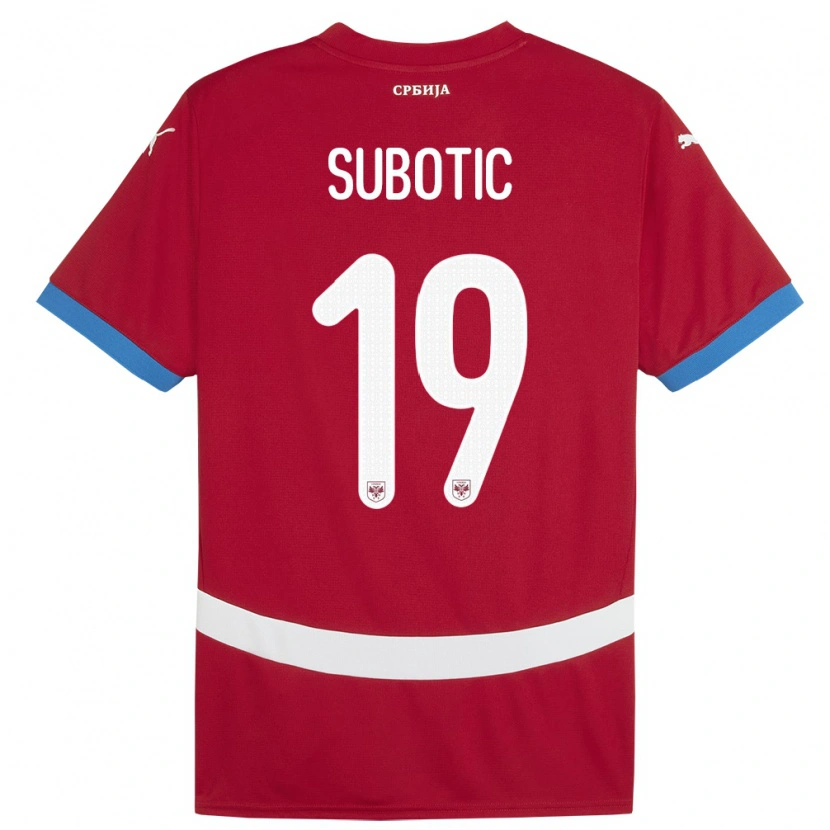 Danxen Mujer Camiseta Serbia Vasilije Subotic #19 Rojo 1ª Equipación 24-26 La Camisa