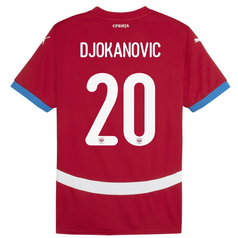 Danxen Mujer Camiseta Serbia Damjan Djokanovic #20 Rojo 1ª Equipación 24-26 La Camisa