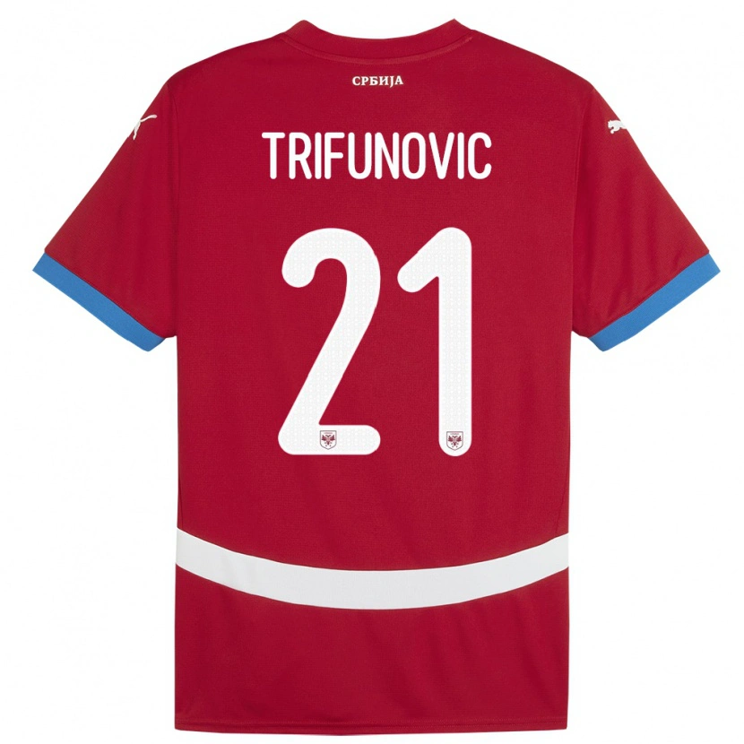 Danxen Mujer Camiseta Serbia Nemanja Trifunovic #21 Rojo 1ª Equipación 24-26 La Camisa