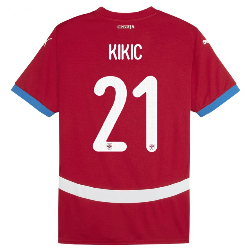 Danxen Mujer Camiseta Serbia Uros Kikic #21 Rojo 1ª Equipación 24-26 La Camisa