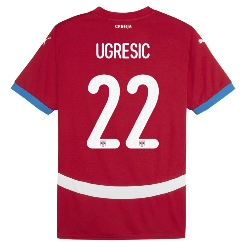 Danxen Mujer Camiseta Serbia Ognjen Ugresic #22 Rojo 1ª Equipación 24-26 La Camisa