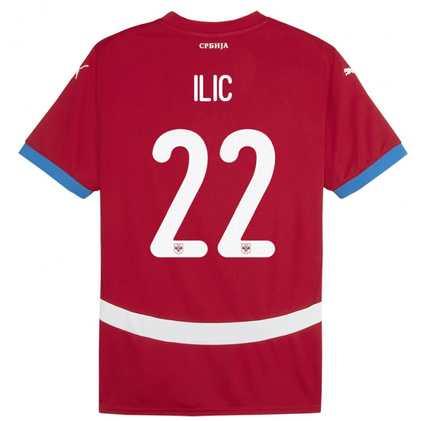 Danxen Mujer Camiseta Serbia Pavle Ilic #22 Rojo 1ª Equipación 24-26 La Camisa
