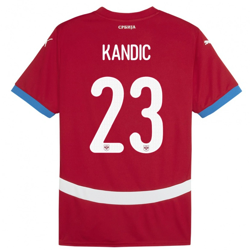 Danxen Mujer Camiseta Serbia Marko Kandic #23 Rojo 1ª Equipación 24-26 La Camisa