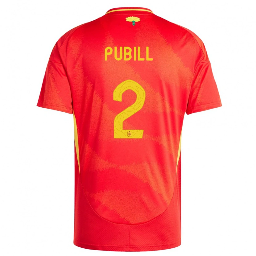 Danxen Mujer Camiseta España Marc Pubill #2 Rojo 1ª Equipación 24-26 La Camisa