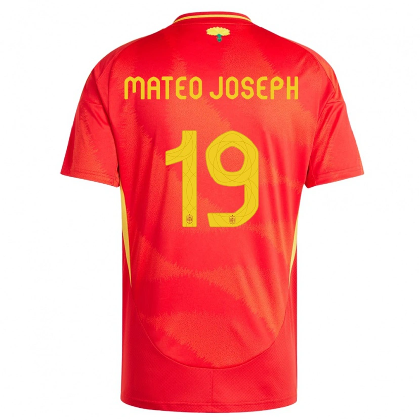 Danxen Mujer Camiseta España Mateo Joseph #19 Rojo 1ª Equipación 24-26 La Camisa
