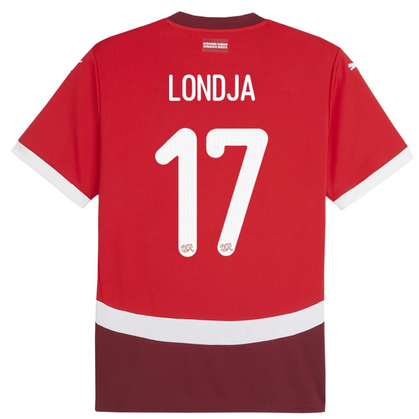 Danxen Mujer Camiseta Suiza Ruben Londja #17 Rojo 1ª Equipación 24-26 La Camisa