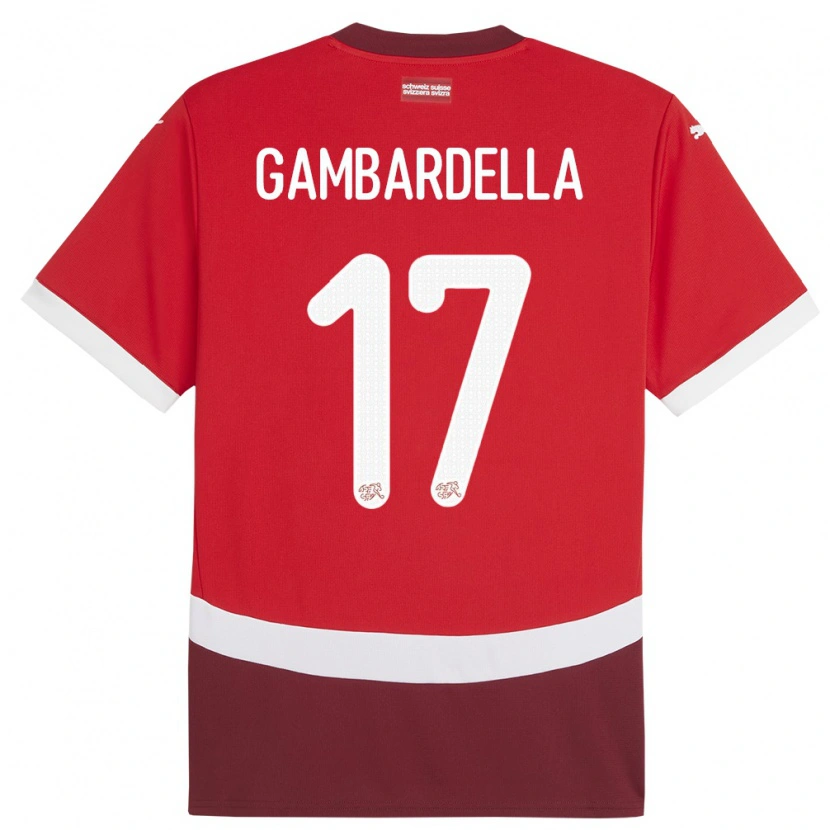Danxen Mujer Camiseta Suiza Matteo Gambardella #17 Rojo 1ª Equipación 24-26 La Camisa