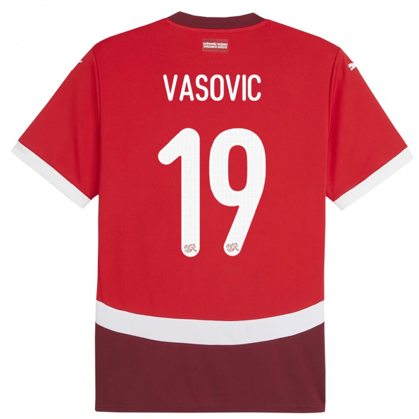 Danxen Mujer Camiseta Suiza Andrej Vasovic #19 Rojo 1ª Equipación 24-26 La Camisa