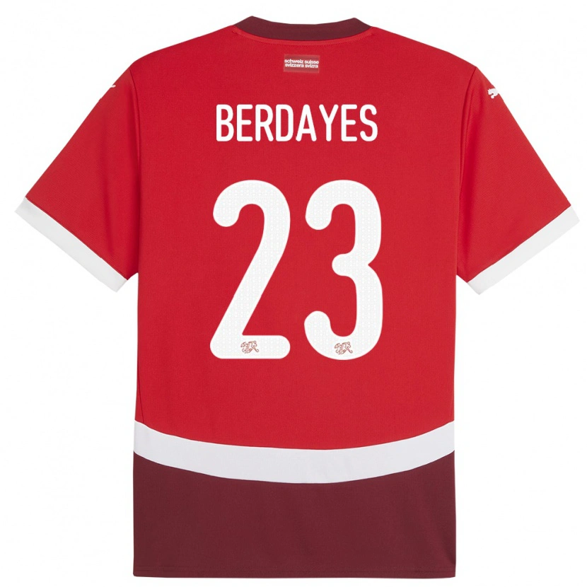 Danxen Mujer Camiseta Suiza Théo Berdayes #23 Rojo 1ª Equipación 24-26 La Camisa