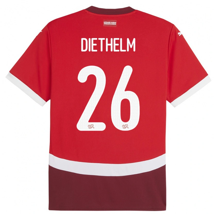 Danxen Mujer Camiseta Suiza Thierry Diethelm #26 Rojo 1ª Equipación 24-26 La Camisa